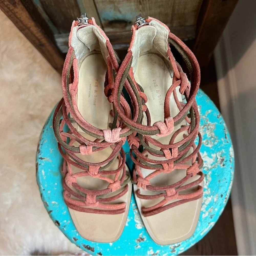 rag & bone Multi color green orange Strappy heels size 6.5 Genuine leather…